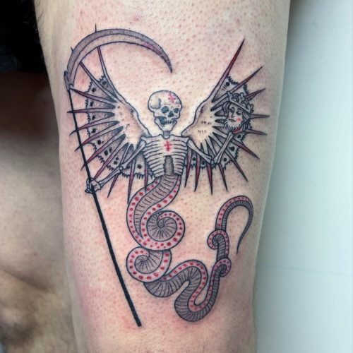 Skeleton Snake Medieval Tattoo Neukölln